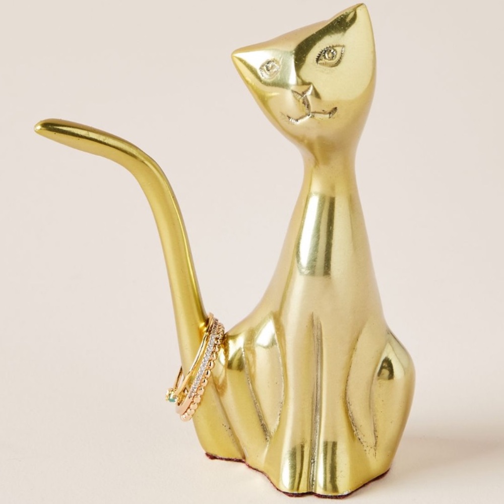 Anthropologie Gilded Cat Ring Holder